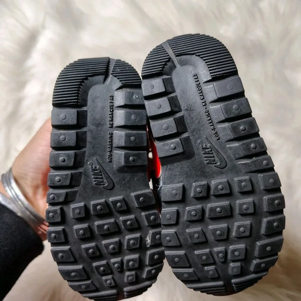 Nike Toddler Shoes 5C Gray Black Orange Swoosh Hook Loop Sneakers